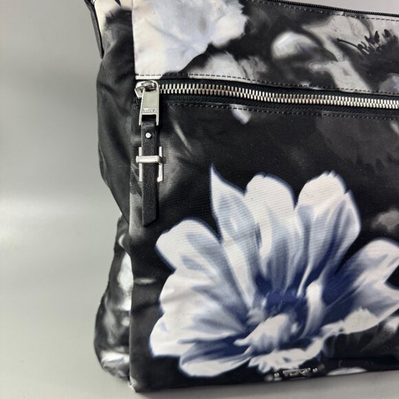 Tumi Black Blue Floral Nylon Croosbody Bag - Picture 2 of 13